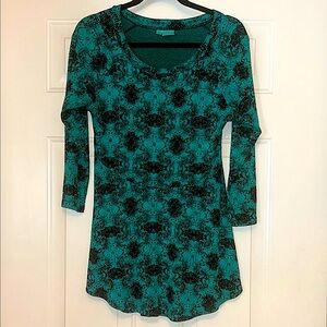 Tianello by Steve Barraza Sochie Tunic Top MED Modern USA Classic Teal/Black